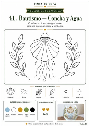 Plantilla 41 - Bautismo, Concha y Agua, página interna de Pinta Tu Copa
