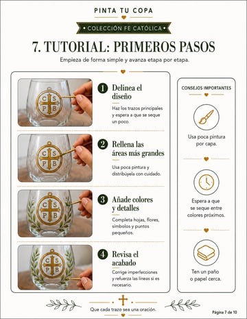 Página con el tutorial de primeros pasos para pintar la copa