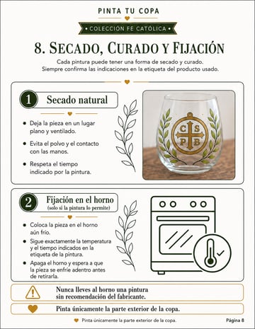 Página sobre secado, curado y fijación de la pintura en la copa